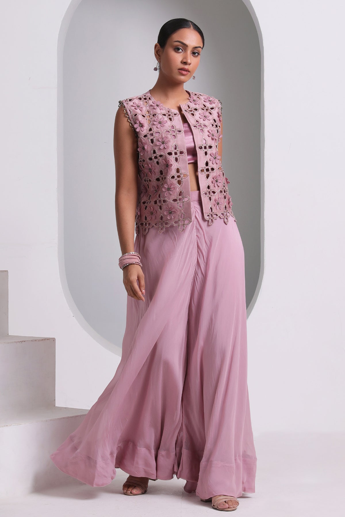 Buy Embroidered Pink Jacket Set by Seher Studio for women online at ScrollnShops